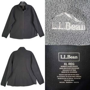 LL Bean Fleece Jacket Women’s Medium M Black Full Zip Long Sleeve Fuzzy Pockets